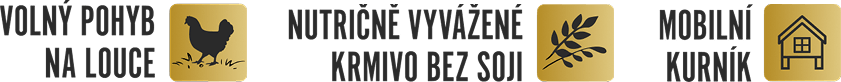Volný pohyb na louce, nutričně vyvážené krmivo bez soji a mobilní kurník.