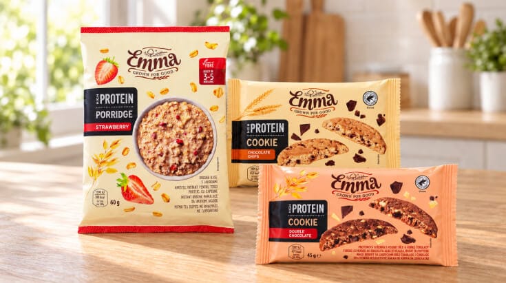 Proteinová kaše a proteinové sušenky Emma.