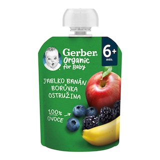 Gerber Bio ovocné pyré ostružina,borůvka, jablko