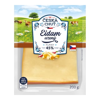 Česká chuť Eidam uzený 45% plátky