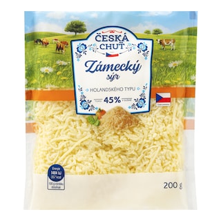 Česká chuť Zámecký sýr 45% strouhaný