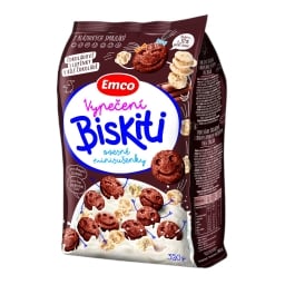Emco Biskiti čokoládové s lupínky v bílé čokoládě