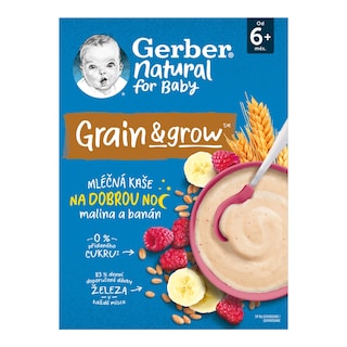 Gerber Natural Mléčná kaše malina, banán