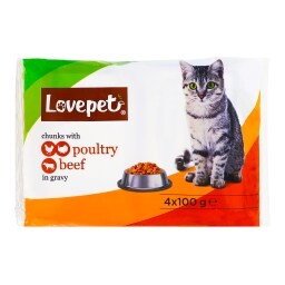 Lovepet Kapsa pro kočky s hovězím a drůbežím