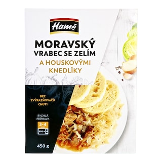 Hamé Moravský vrabec se zelím a hous. knedlíky