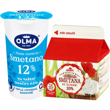 Smetany a šlehačky