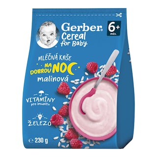 Gerber Cereal Mléčná kaše malinová na dobrou noc