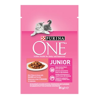 Purina One Junior Mini filetky, losos a mrkev