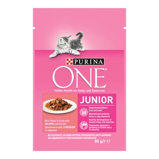 Purina One Junior Mini filetky, losos a mrkev