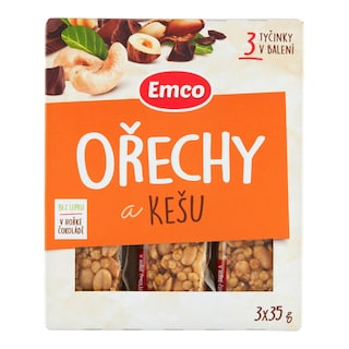 Emco Tyčinka s ořechy a kešu v hořké čokoládě