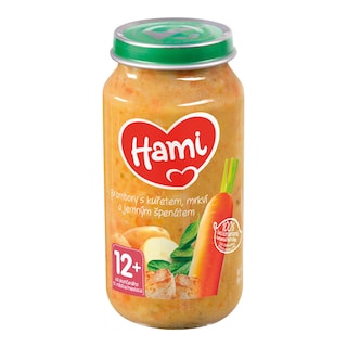 Hami Brambory s kuřetem, mrkví a jemným špenátem