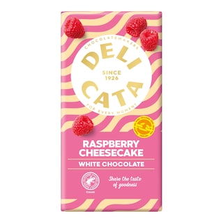 Delicata Bílá čokoláda s malinami a kousky sušenek