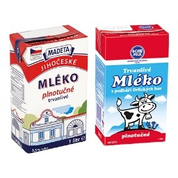 Mléko plnotučné 3,5% trvanlivé, různé druhy