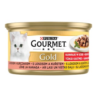 Gourmet Gold Kousky ve šťávě s lososem a kuřetem