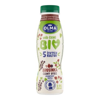 Olma Bio jogurtový nápoj brusinka a černý rybíz