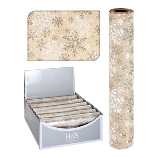 Dekorační tkanina zlatá s vánočním potiskem