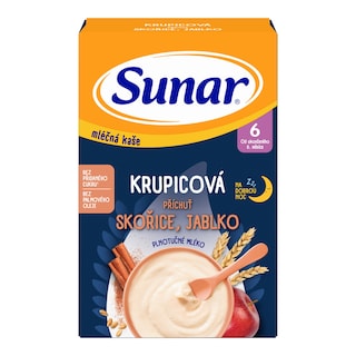 Sunar mléčná krupicová kaše skořice, jablko