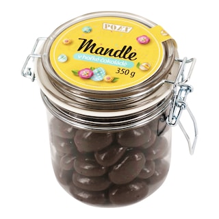 Mandle v hořké čokoládě v dóze
