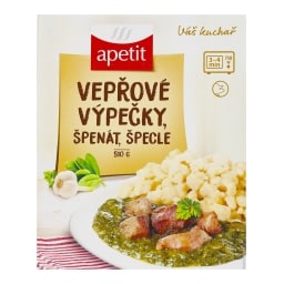 Apetit Vepřové výpečky se špenátem a špeclemi