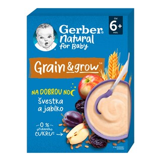 Gerber Natural Mléčná kaše jablko, švestka