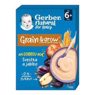Gerber Natural Mléčná kaše jablko, švestka