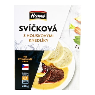 Hamé Svíčková s houskovými knedlíky
