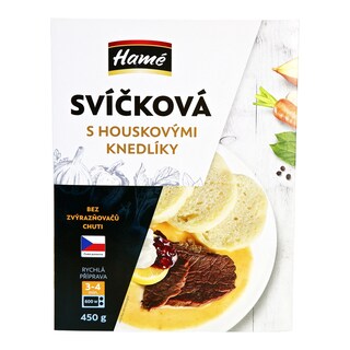 Hamé Svíčková s houskovými knedlíky