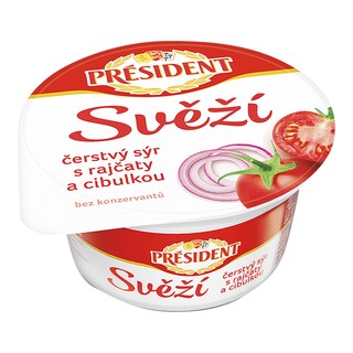 Président Svěží sýr s rajčaty a cibulkou