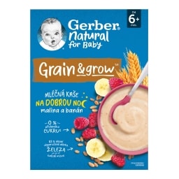 Gerber Natural Mléčná kaše malina, banán