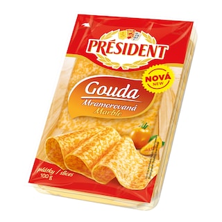 Président Gouda mramorovaná plátky