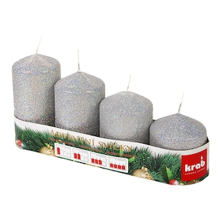 Krab Adventní svíčka flitrovaná stříbrná
