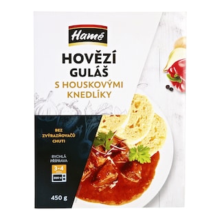 Hamé Hovězí guláš s houskovými knedlíky