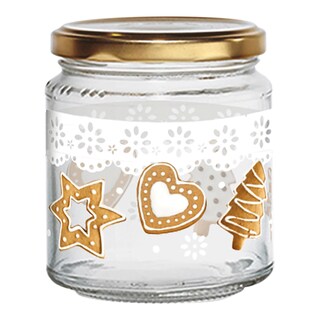 Sklenice s víčkem dekor perníčky