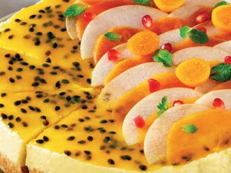 Exotický mangovomarakujový cheesecake