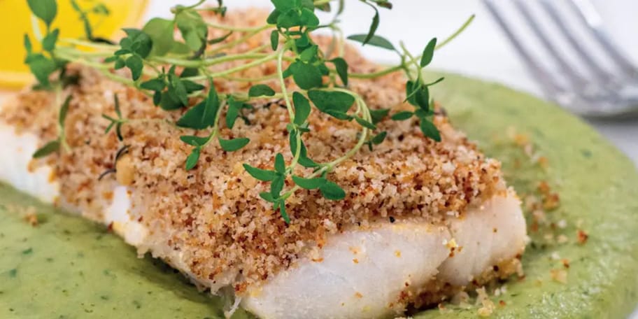 Pečená treska skrei s hořčičnou krustou