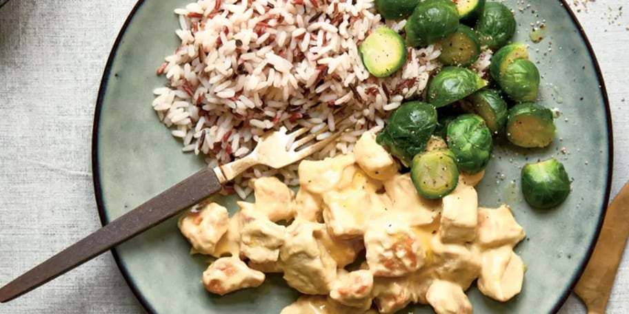 Kuře s hořčičnou omáčkou a pestrobarevnou rýží