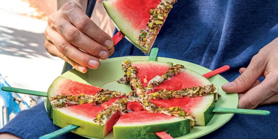 Melounová lízátka s bílou čokoládou