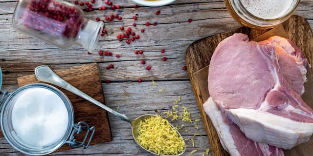 Grilovaný vepřový steak s marinádou z medu a citronu