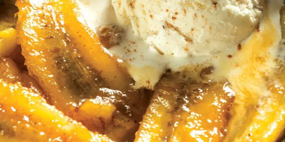 Flambované banány se zmrzlinou