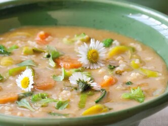 Jarní zeleninová polévka s jahelnou zavářkou