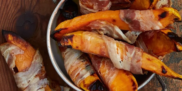 Pečené batáty se slaninou