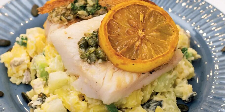 Halibut na kaparech s citronovou omáčkou