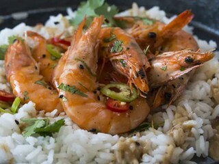Grilované krevety s jasmínovou rýží