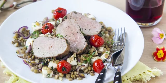 Vepřová bylinková panenka s čočkou