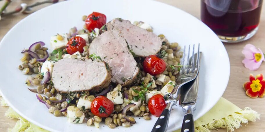 Vepřová bylinková panenka s čočkou