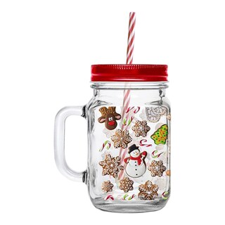 Sklenice s víčkem vánoční motiv