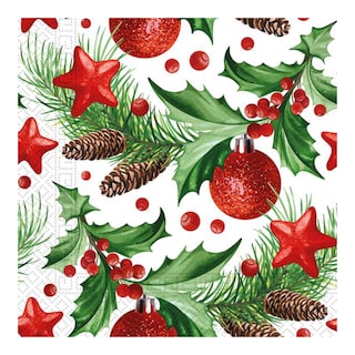 Ubrousky vánoční jehličí 3vrstvé 33x33cm