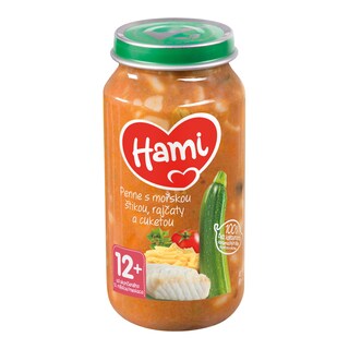 Hami Penne s mořskou štikou, rajčaty a cuketou