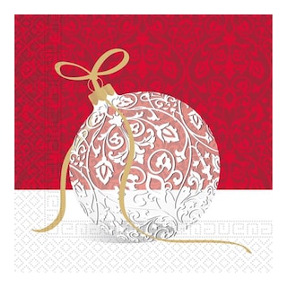 Ubrousky vánoční koule s mašlí 3vrstvé 33x33cm