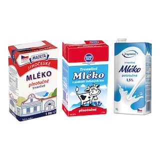 Mléko plnotučné 3,5% trvanlivé, různé druhy